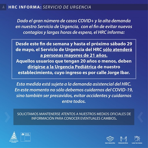 Hospital Regional Coyhaique modifica atenciones de Urgencia debido a aumento considerable de casos por COVID-19