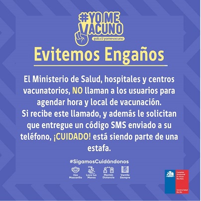 Seremi de Salud alerta a la comunidad por estafa telefónica sobre tercera dosis de vacunación