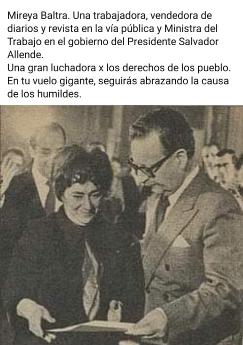Pesar en Chile por el fallecimiento de Mireya Baltra Moreno, ex ministra de Salvador Allende