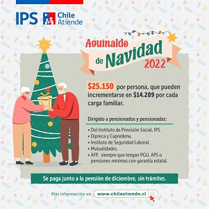 Aguinaldo de Navidad 2022 beneficiará a alrededor de 6 mil pensionados y pensionadas de nuestra Región de Aysén