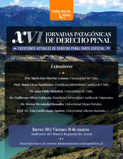 Fiscalía organiza la XVI versión de las Jornadas Patagónicas de Derecho Penal