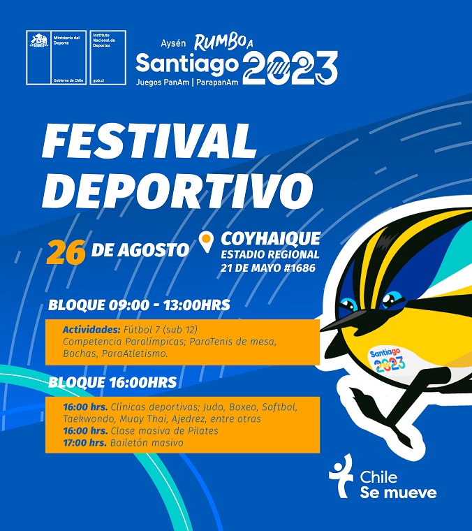 Festival Deportivo Rumbo a Panamericanos Santiago 2023 llega a la región de Aysén