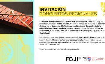 DOS CONCIERTOS GRATUITOS OFRECERÁN EN COYHAIQUE LA ORQUESTA SINFÓNICA JUVENIL REGIONAL DE AYSÉN