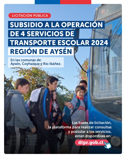En Aysén dos servicios nuevos se incluyen en segunda licitación de transporte escolar