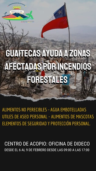 COMUNIDAD DE GUAITECAS ESTÁ REUNIENDO AYUDA PARA ENVIARLA A LOS DAMNIFICADOS DE LOS INCENDIOS DE LA QUINTA REGIÓN