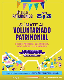 INJUV BUSCA 1.000 PERSONAS PARA SER PARTE DEL DÍA DE LOS PATRIMONIOS