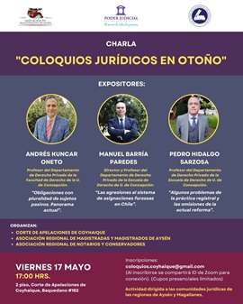 Corte de Coyhaique invita a charla «Coloquios Jurídicos en Otoño»