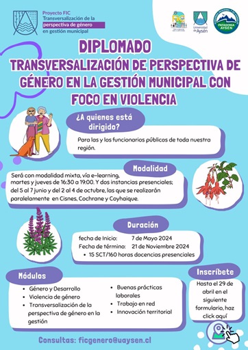 Inician diplomado en Transversalización de la Perspectiva de Género en la Gestión Municipal en la Región de Aysén