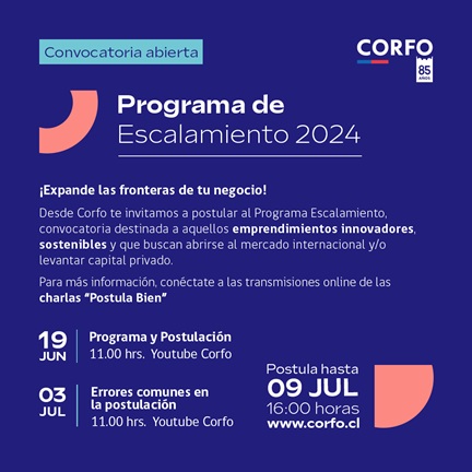 Corfo Anuncia Apertura de Programa Escalamiento con Foco en emprendimientos con Potencial de Internacionalización