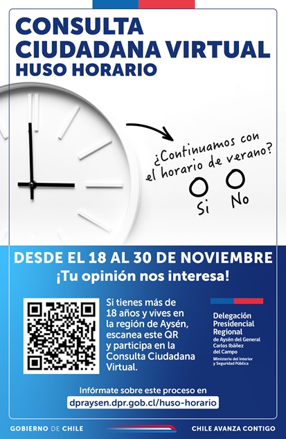 Delegado Regional reafirma invitación a participar en Consulta Ciudadana sobre Huso Horario en Aysén