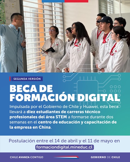 Mineduc y Huawei lanzan segunda convocatoria de Beca de formación digital en China