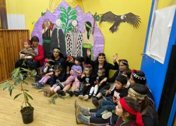 Niñas y niños de la región de Aysén celebran el Año Nuevo Mapuche