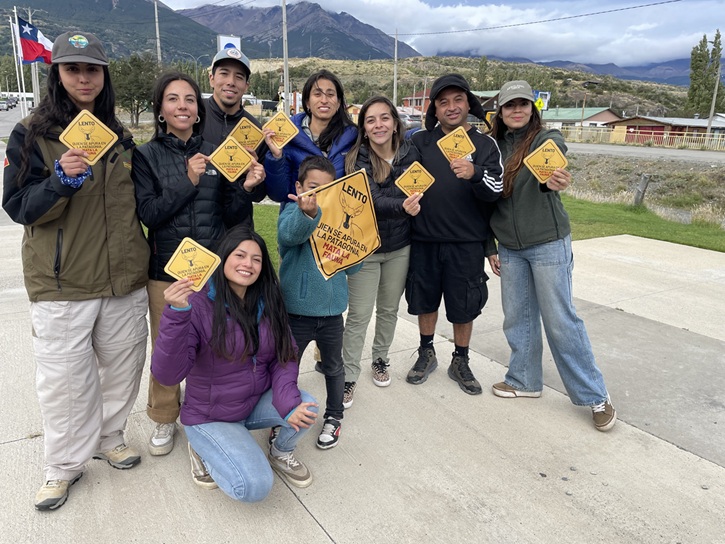 Comunidades locales impulsan campaña para prevenir atropellos de huemules en Cerro Castillo