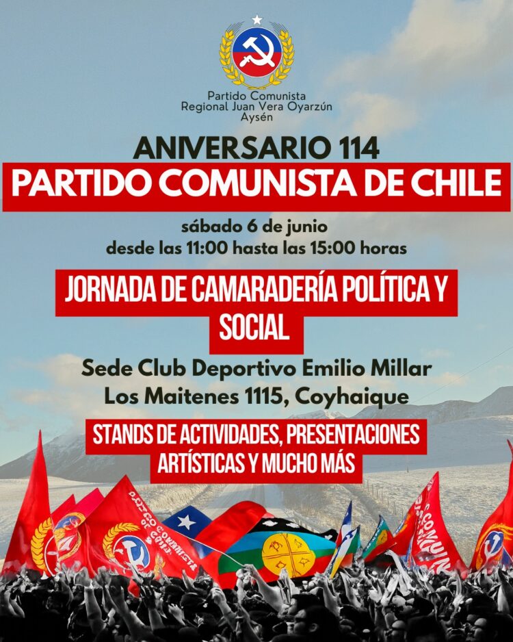 Partido Comunista celebra sus 114 años de historia y lucha por más derechos sociales en un Chile neoliberal