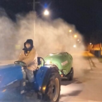 tehuelche noticias: Cereceros, Bomberos y Municipio de Chile Chico sanitizaron la ciudad
