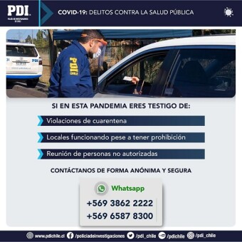 tehuelche noticias: PDI enfatiza llamado a denunciar delitos contra la salud p&uacute;blica