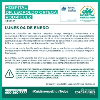 tehuelche noticias: Fallece paciente adulta mayor por COVID-19 en Hospital de Chile Chico